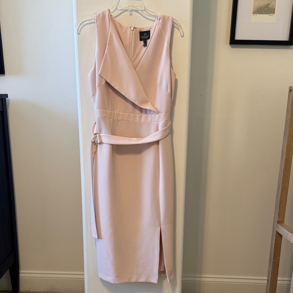 Adrianna Papell Blush Pink Sleeveless Wrap-Front Midi Dress